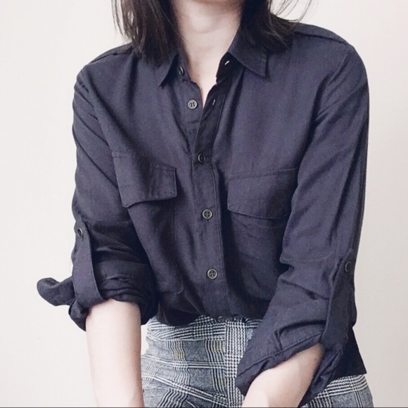 SmilingBear Tops - NWT SOFT Rayon deep navy button-down shirt